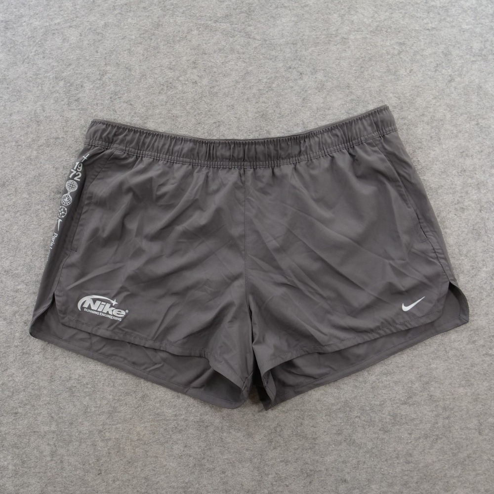 Nike Dri-Fit Mens Running Shorts Extra Large Charcoal Grey Graphic Swoosh II2480